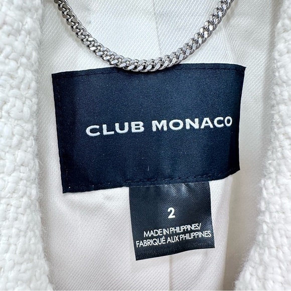 Club Monaco Cream Double Breasted Textured Tweed Blazer Academia Classic Size 2 - Picture 3 of 7
